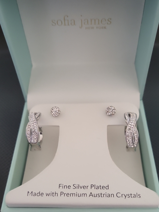 Sofia James Jewelry - Sofia James Silver-Plated Crystal Earrings Set - Silver With Clear Stones